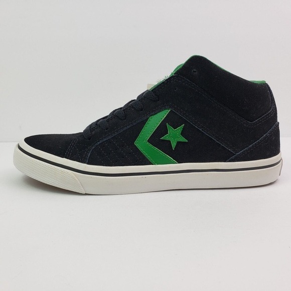 Converse Gates Mid Mens Sz 8 Women Sz 9.5 Black Green Suede Skate Sneaker Shoe main image 4
